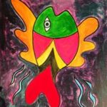 Day 118: Fish Joe Ray Style in Acrylic and Sharpie on Watercolor Paper