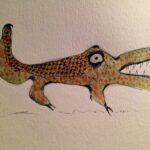 Day 146: Abstract Alligator in Watercolor and Sharpie on Watercolor Paper
