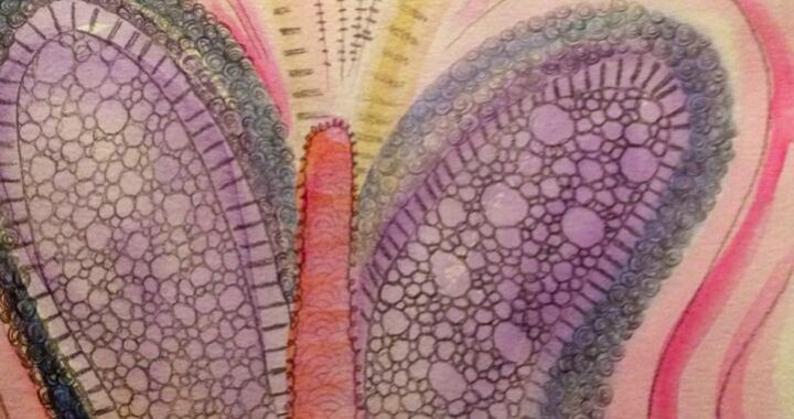 Day 147: Butterfly Doodle in Watercolor and Pencil on Watercolor Paper