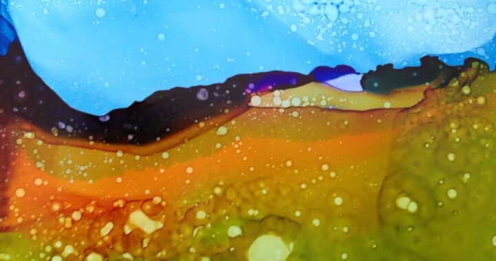 Day 155: Abstract Landscape in Alcohol Ink and Alcohol on Yupo Paper