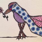 Day 168: Spotted Bird in Watercolor and Sharpie on Watercolor Paper