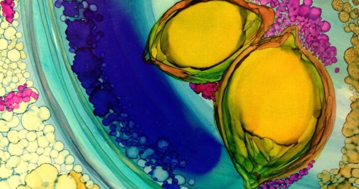 Day 176: Lemon Drops in Alcohol Ink on Yupo Paper