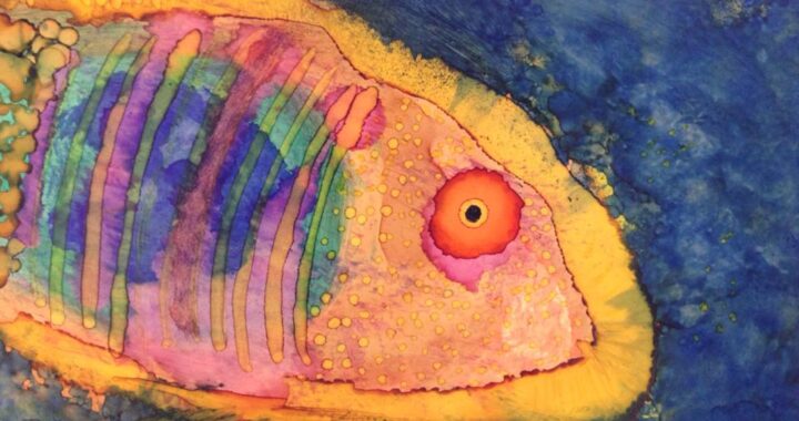 Day 194: Electric Fish in Alcohol Ink on Yupo Paper