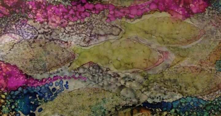 Day 197: Fish School in Alcohol Ink on Yupo Paper