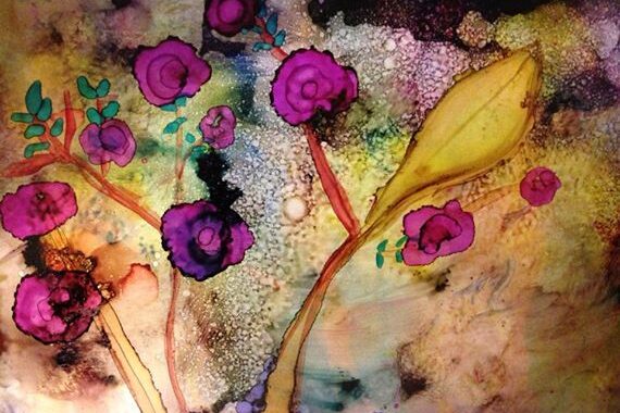 Day 200: Floral Eve in Alcohol Ink on Yupo Paper