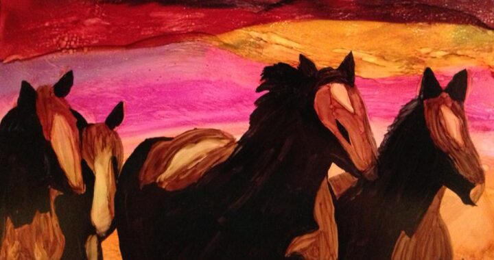 Day 202: Wild Horses in Alcohol Ink on Yupo Paper