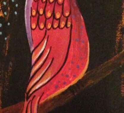 Day 211: Tropical Bird in Acrylic on Canvas