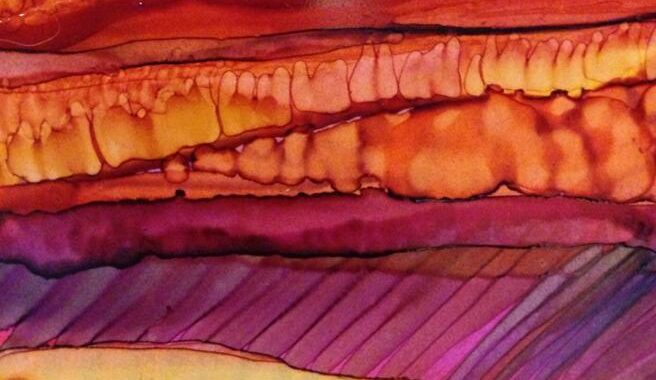 Day 213: Desert Sunset in Alcohol Ink on Yupo Paper