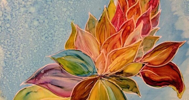 Day 232: Fantasy Flower in Alcohol Ink on Yupo Paper