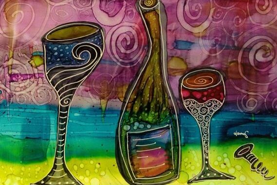 Day 241: Wine Anyone? in Alcohol ink on Yupo Paper