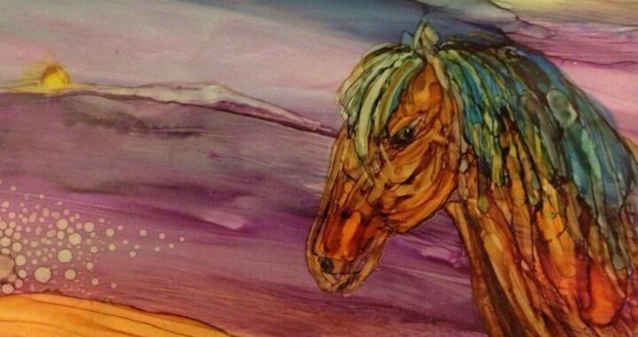 Day 245: Wild Horse Meadow in Alcohol Ink on Yupo Paper