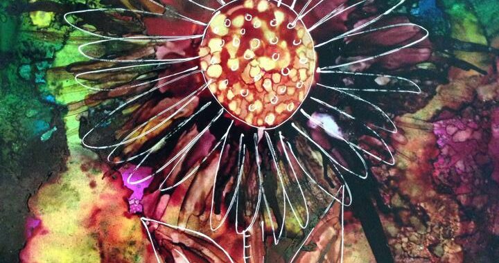 Day 272: Mystic Flower in Alcohol Ink on Yupo Paper
