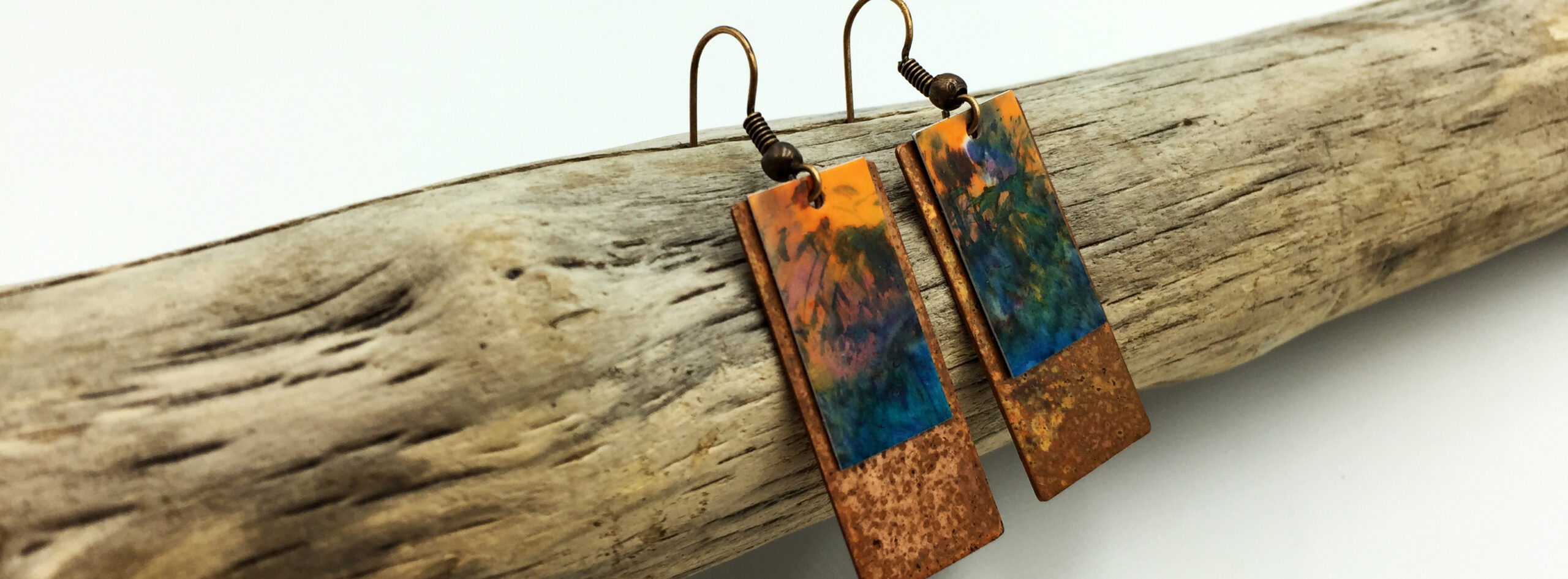 Danna Phalen Alcohol Ink Paintings with Metal Jewelry.